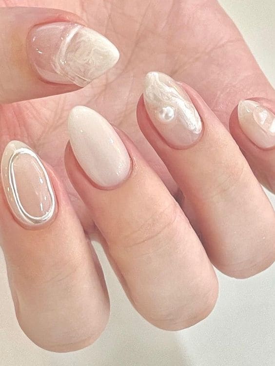 whimsical marble nails 
