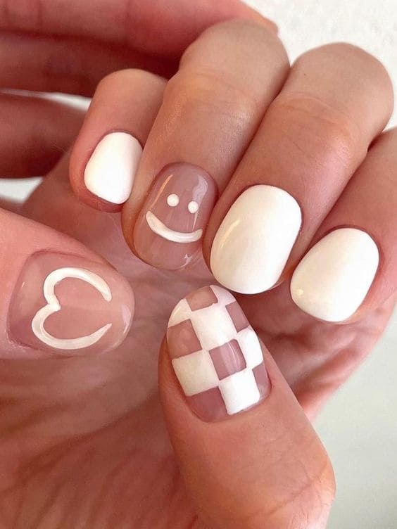 cute checkerboard nails 