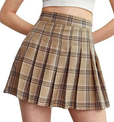 casual plaid pleated mini skirt 