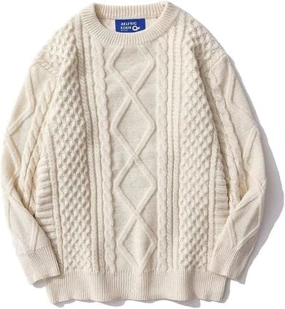 cable pattern knit sweater
