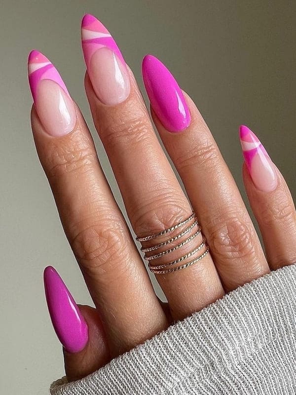 Barbie pink nails: swirl tips