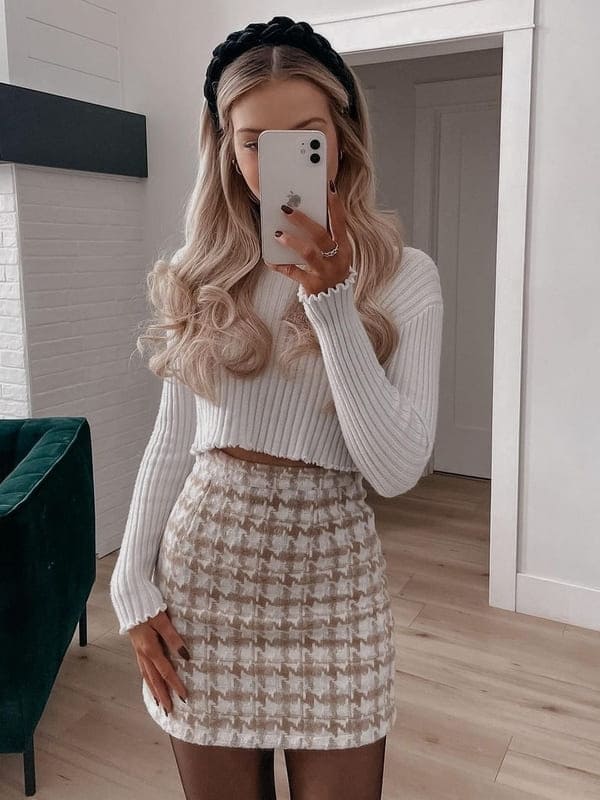 casual plaid mini skirt 