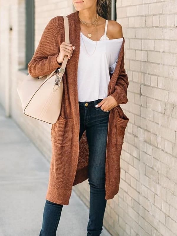 Thanksgiving outfit: stylish long cardigan 