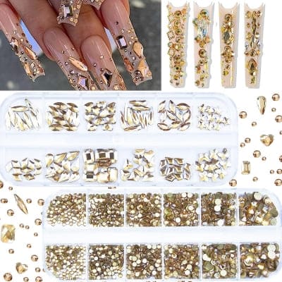gold gem nail art