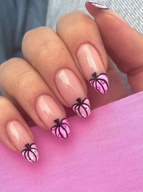 pink pumpkin French tips