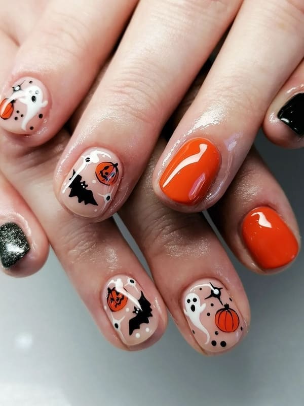 Halloween mix and match nails