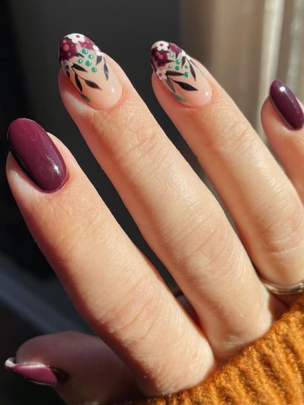 fall floral nails