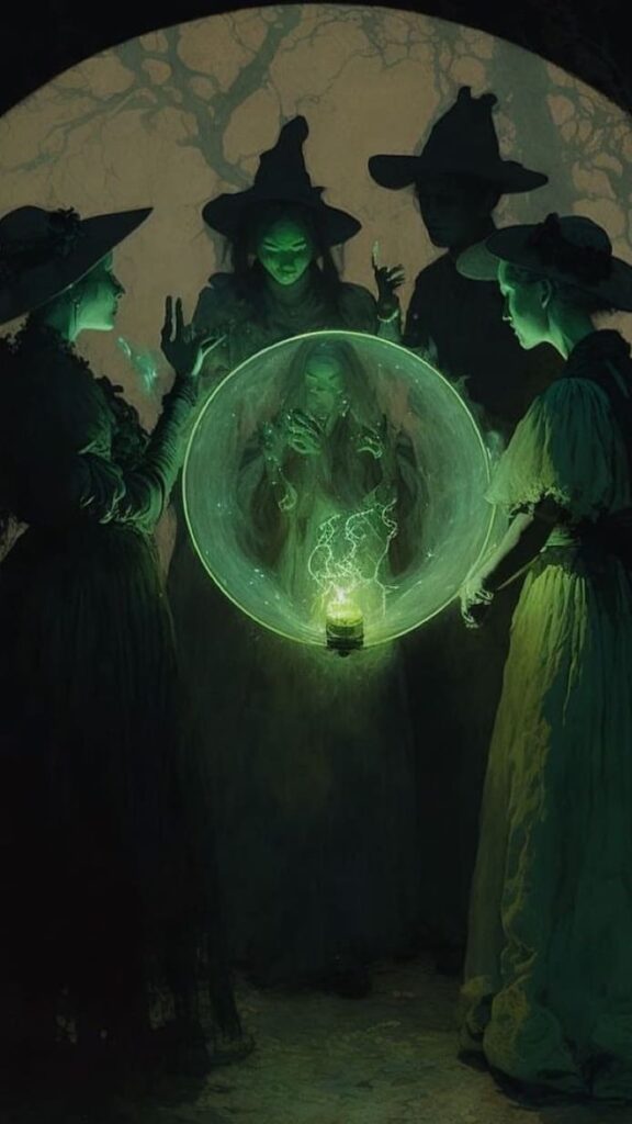 witch wallpaper: green magic ball