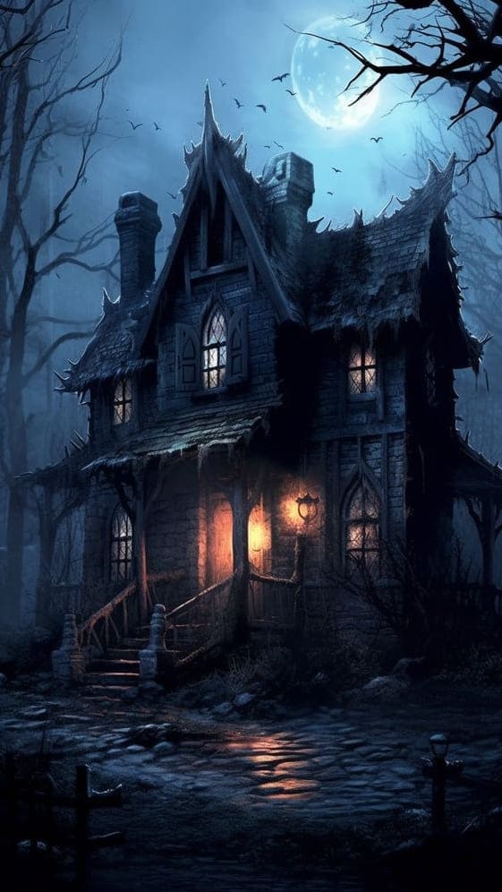 witch wallpaper: spooky house