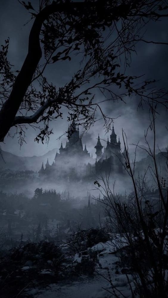 dark spooky castle landscape 