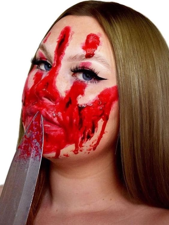 blood hand print makeup