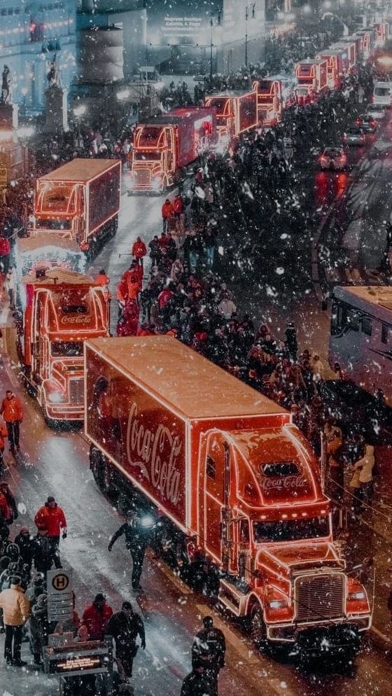 festive Coca Cola trucks