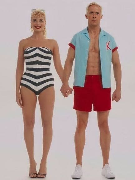 Barbie Halloween costume: vintage black and white striped swimsuit