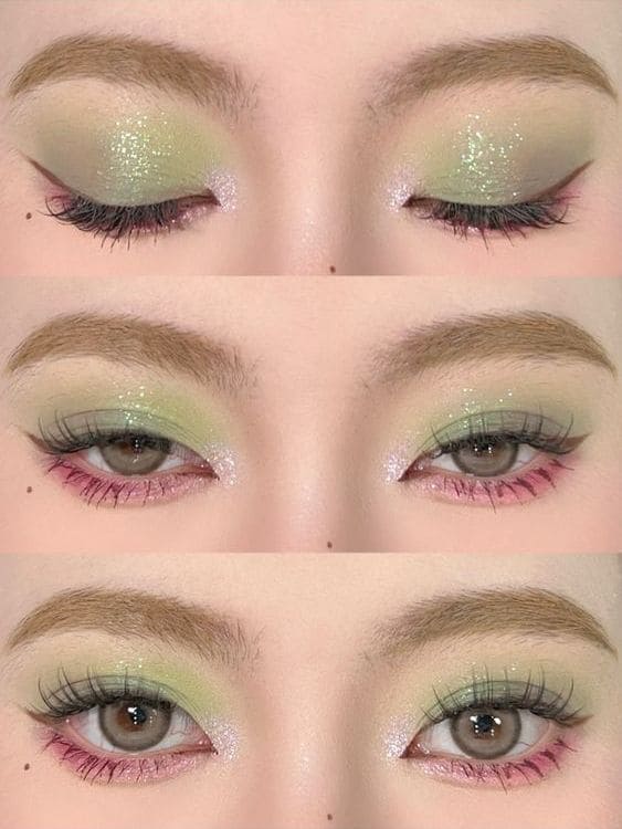 Christmas eyeshadow look: red and green