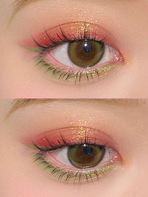 Christmas eyeshadow look: red and green