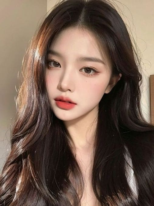 winter Korean makeup look: warm, natural tones