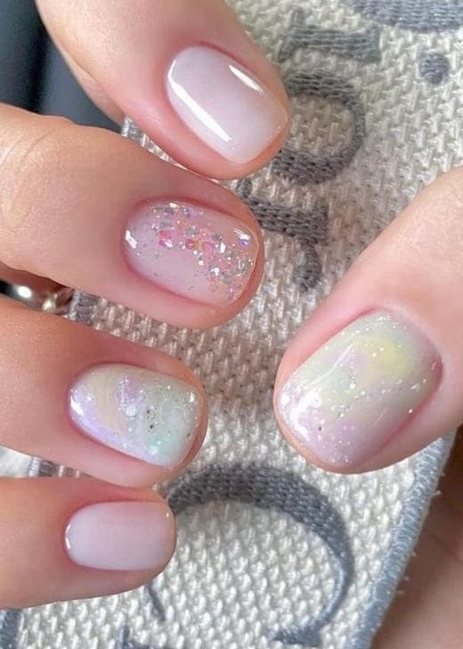 pastel tones and glitter 