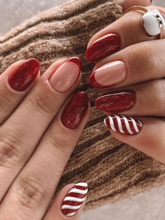 candy cane stipe nails