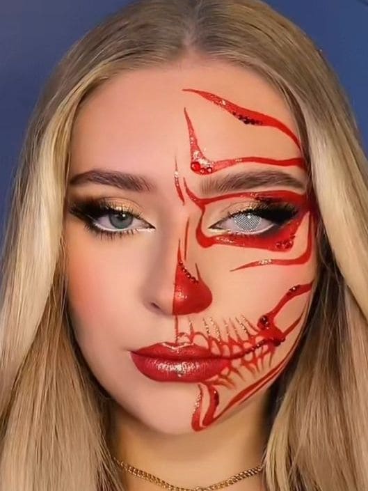 red skull face makeup 