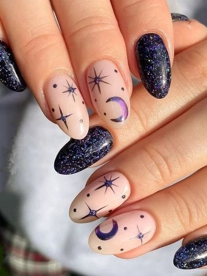 purple witchy nail design
