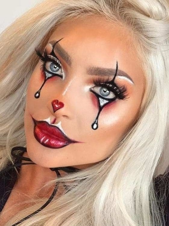 clown makeup: black and white pop art comic book