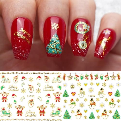 Christmas tree nail sticker 3d 