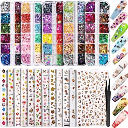 colorful nail sequin set