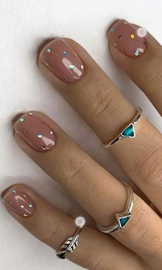 glittery confetti nails 