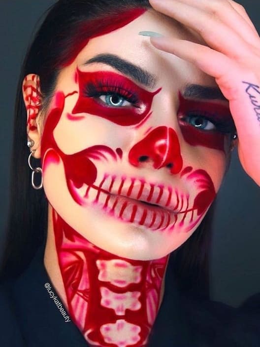 red skull face makeup