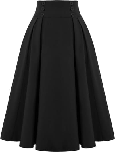 black pleated midi skirt 