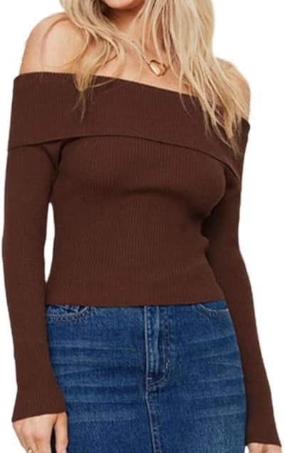 off the shoulder knit sweater 