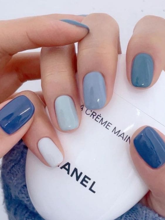 shades of blue manicures 