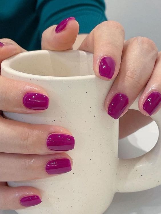 Korean purple nail design: plum