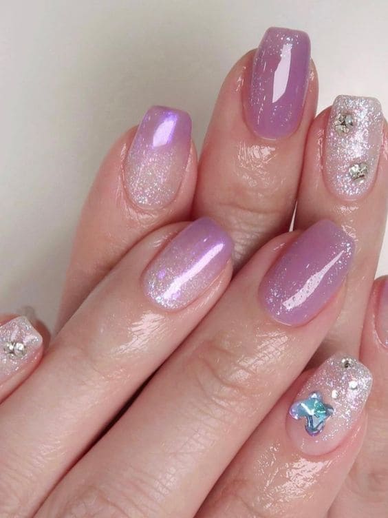 shimmery purple nail design 
