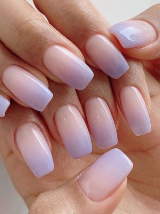 Korean purple ombre nails: lilac 