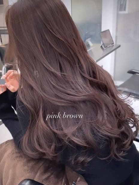 winter Korean hair color: pink brown