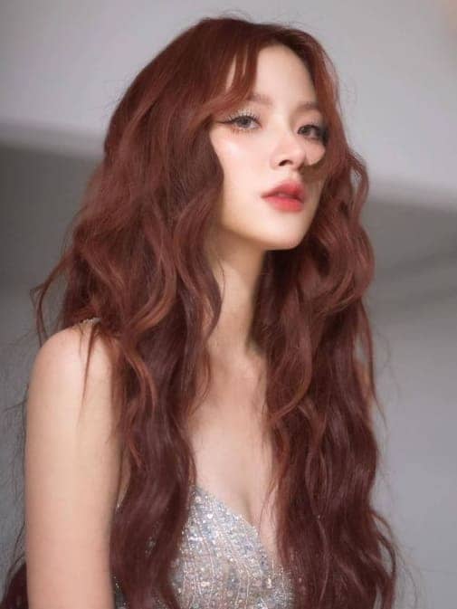 winter Korean hair color: copper brown