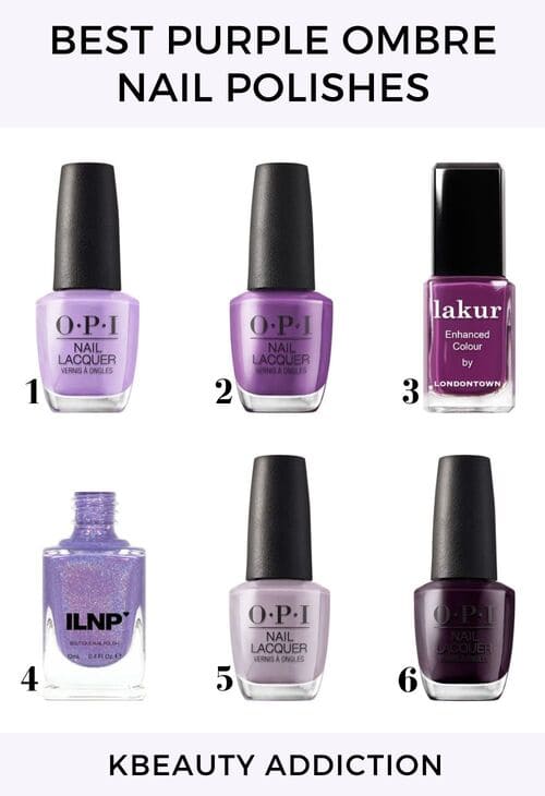 best Korean purple ombre nail polish colors 