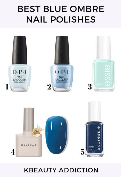 best Korean blue ombre nail polish colors