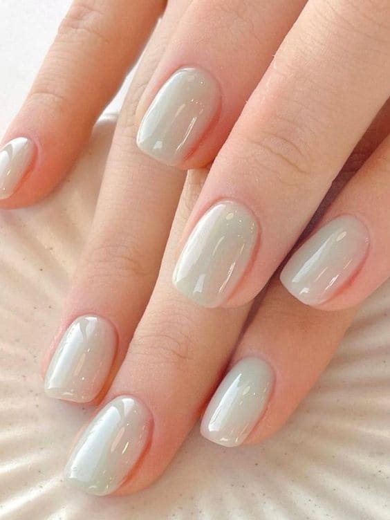 milky white nails 