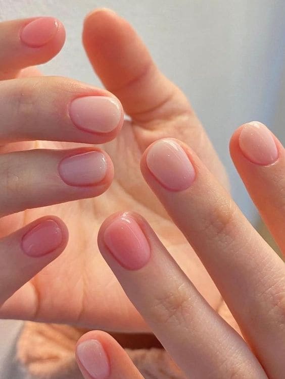 classy Korean short nail design: coral jelly nails 