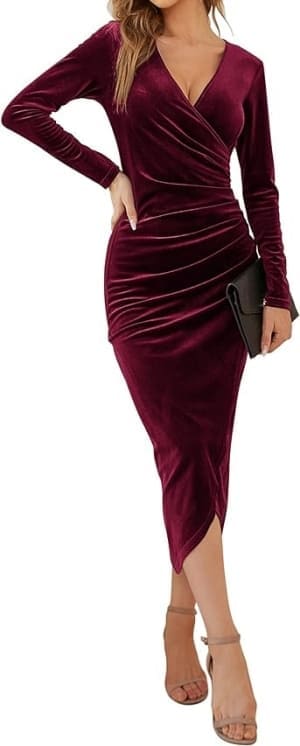 new years eve outfit: wine red dress