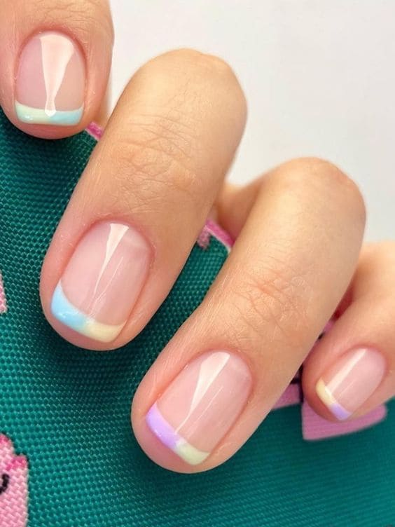 summer pastel French tips