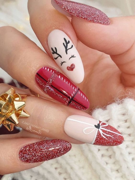 fun and festive red nails 
