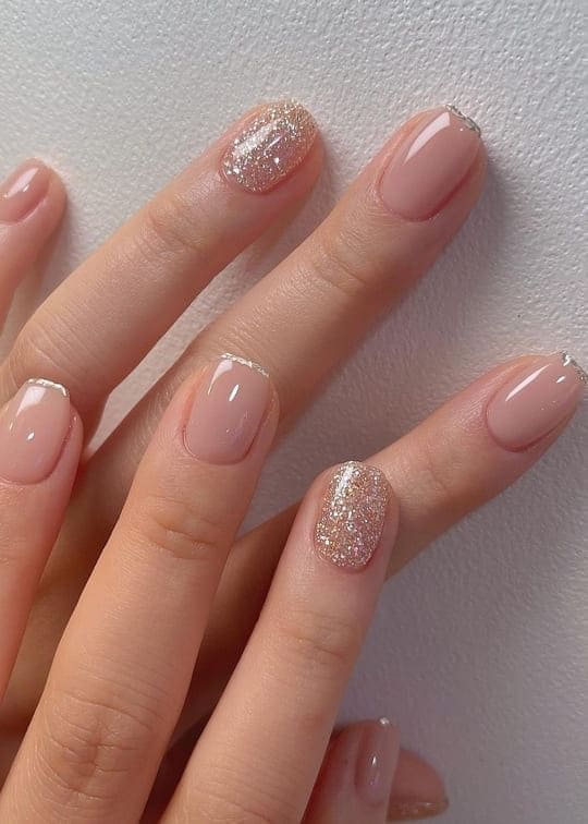glittery French tips