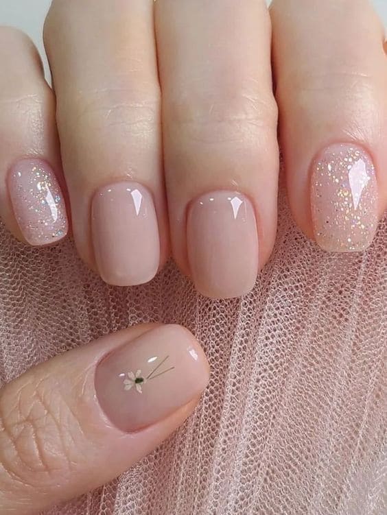 shimmery nude nails 