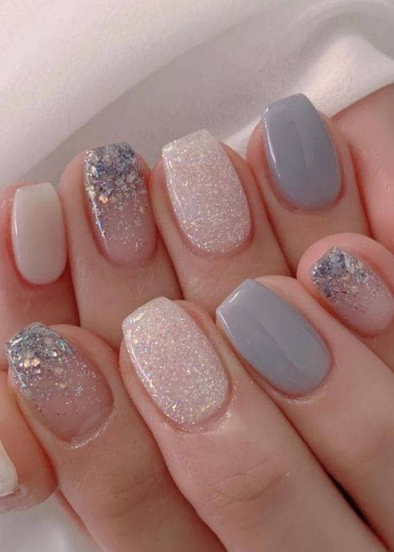 light grey with silver glitter