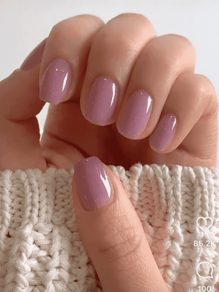Korean mauve nails: subtle shimmer