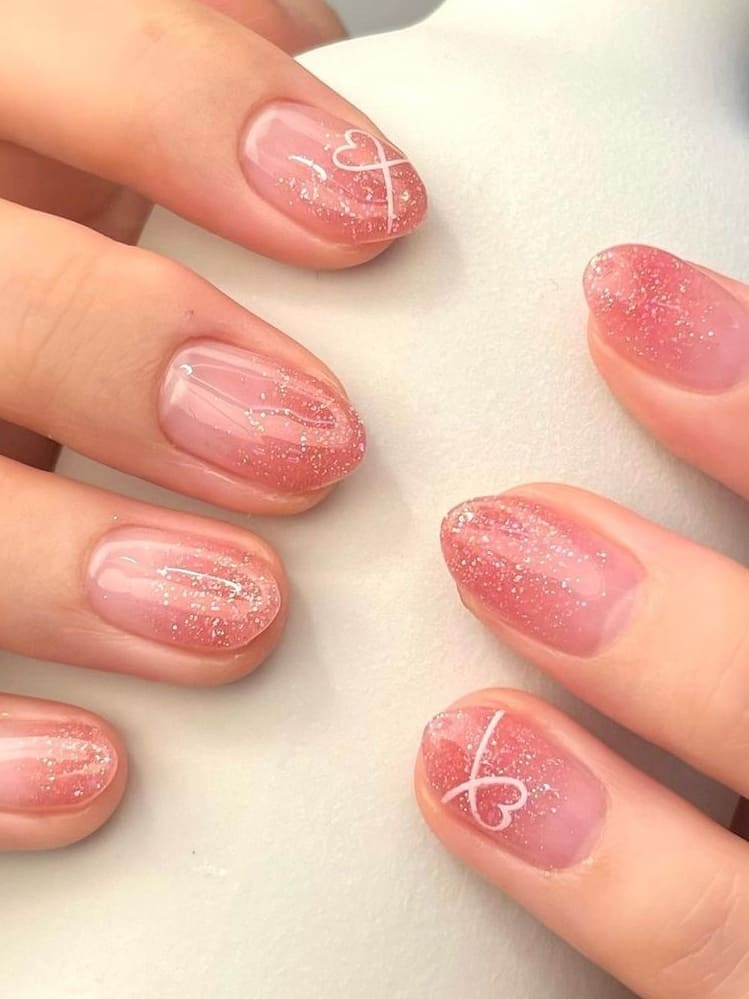 Korean Valentine's Day Nail Designs: blush jelly colors 