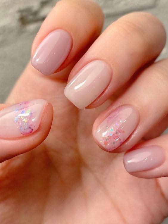 winter Korean nail design: soft baby pink 